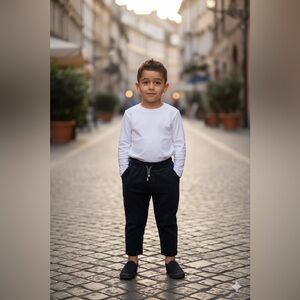 🥰Brunello Cucinelli Kids  Drawstring Straight Corduroy navy blue trousers size 6